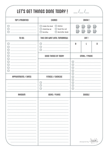 Printable to-do list from TeamConfetti.nl