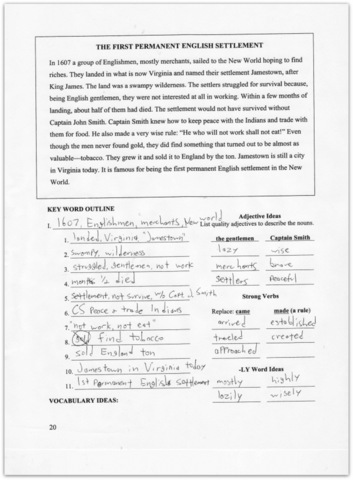 Sample page from History-Based Writing Lessons