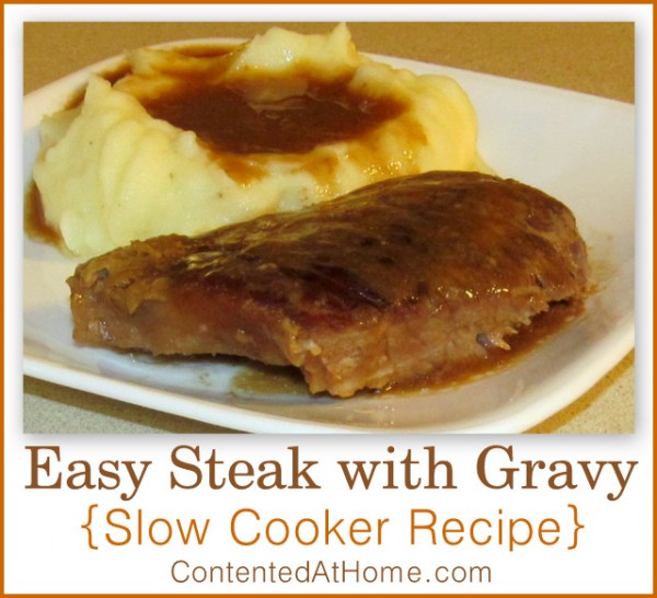 Easy Steak with Gravy {Slow Cooker Recipe}