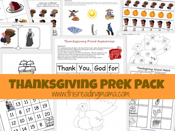 Free Printable Thanksgiving Pack for Pre-K from www.thisreadingmama.com