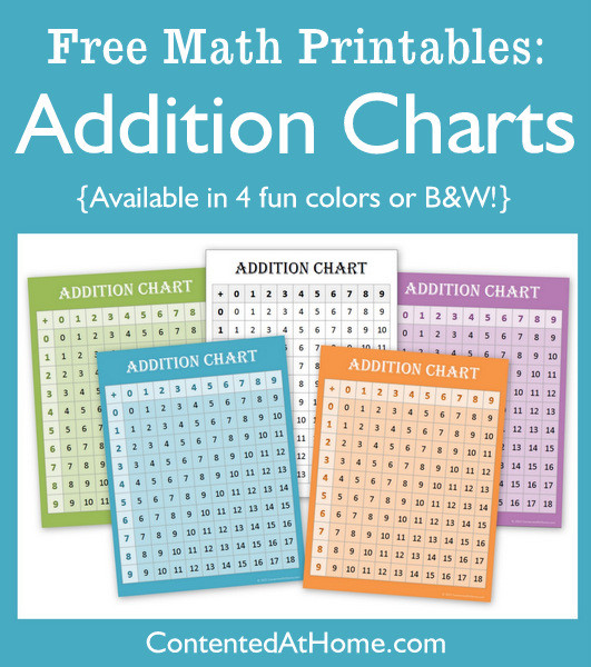Free Math Printables: Addition Charts
