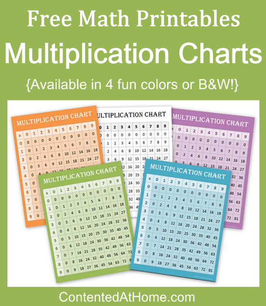 Free Math Printables: Multiplication Charts