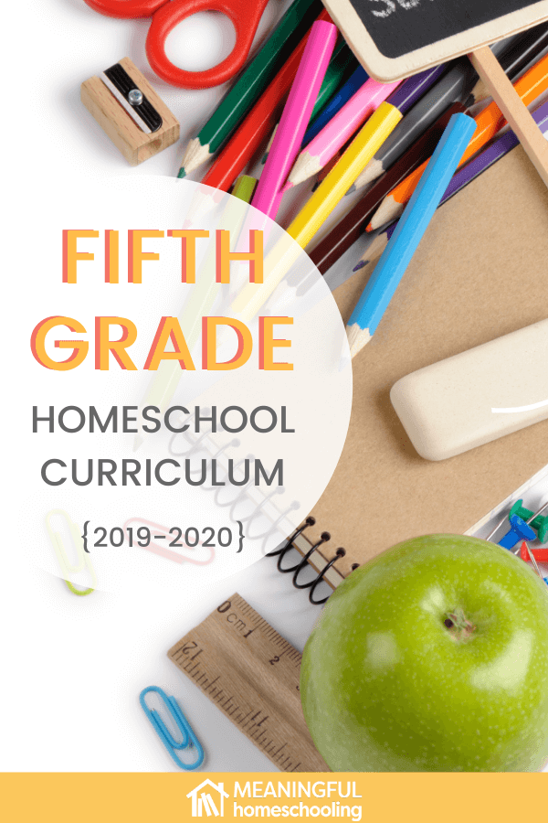 Notebook and school supplies for fifth grade homeschool