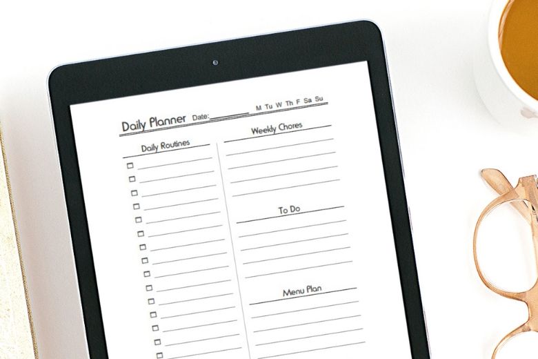 Half-size planner printable on iPad screen