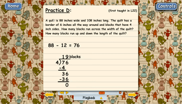 Screenshot of a Teaching Textbooks homeschool math problem
