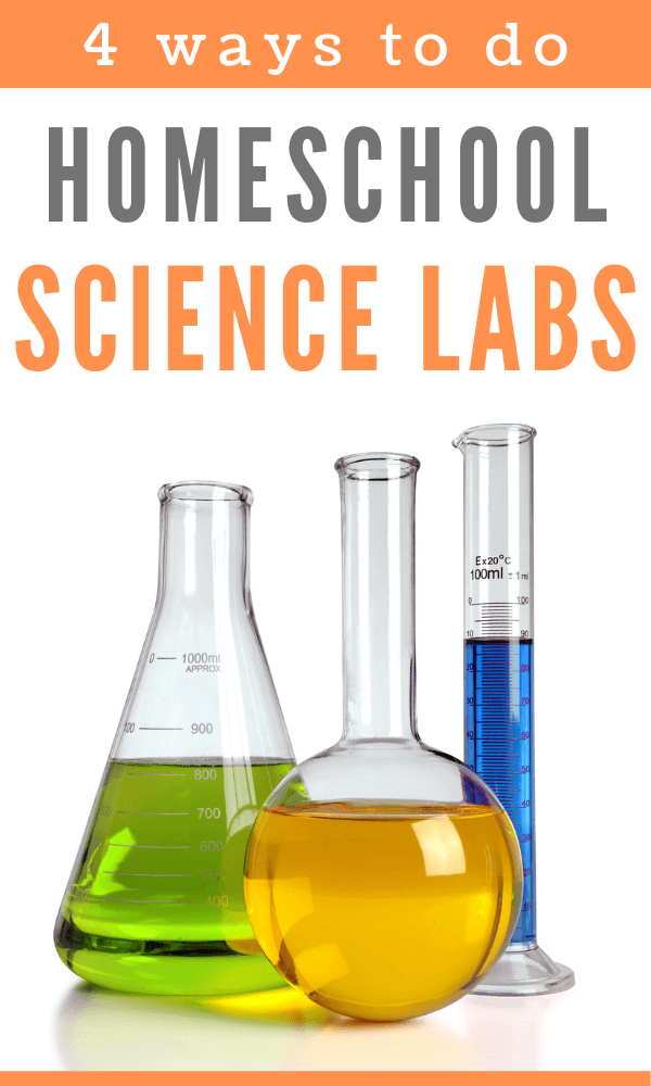 Three glass beakers containing green, yellow, and blue liquids on a white background