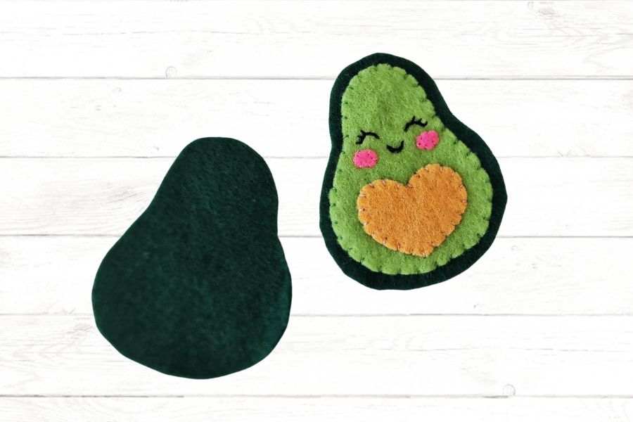 Charlotte Mason handicraft Image of felt pieces to be stitched together to make an avocado stuffie.