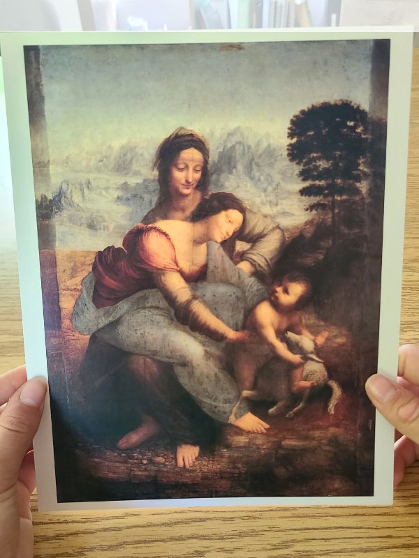 Art appreciation for families Image of a reproduction of The Virgin and Child with Saint Anne by Leonardo da Vinci.